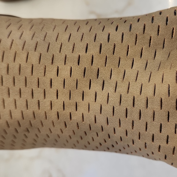 Merona Tan Slip On Bootie, Faux Perforated Leather, 7.5, Vegan - Picture 5 of 6